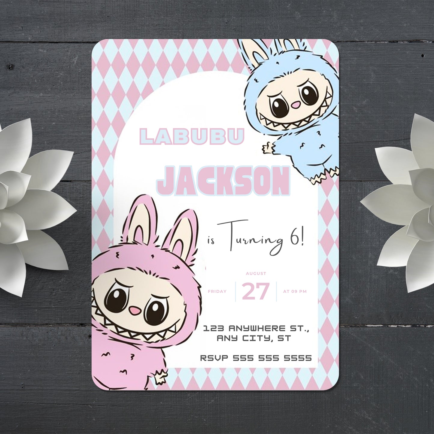 Labubu Printable Birthday Card - CreativeRino