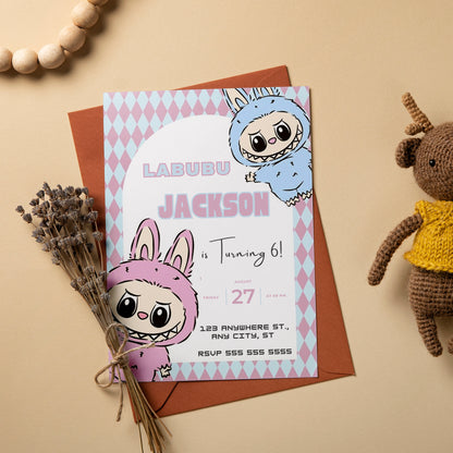 Labubu Printable Birthday Card - CreativeRino