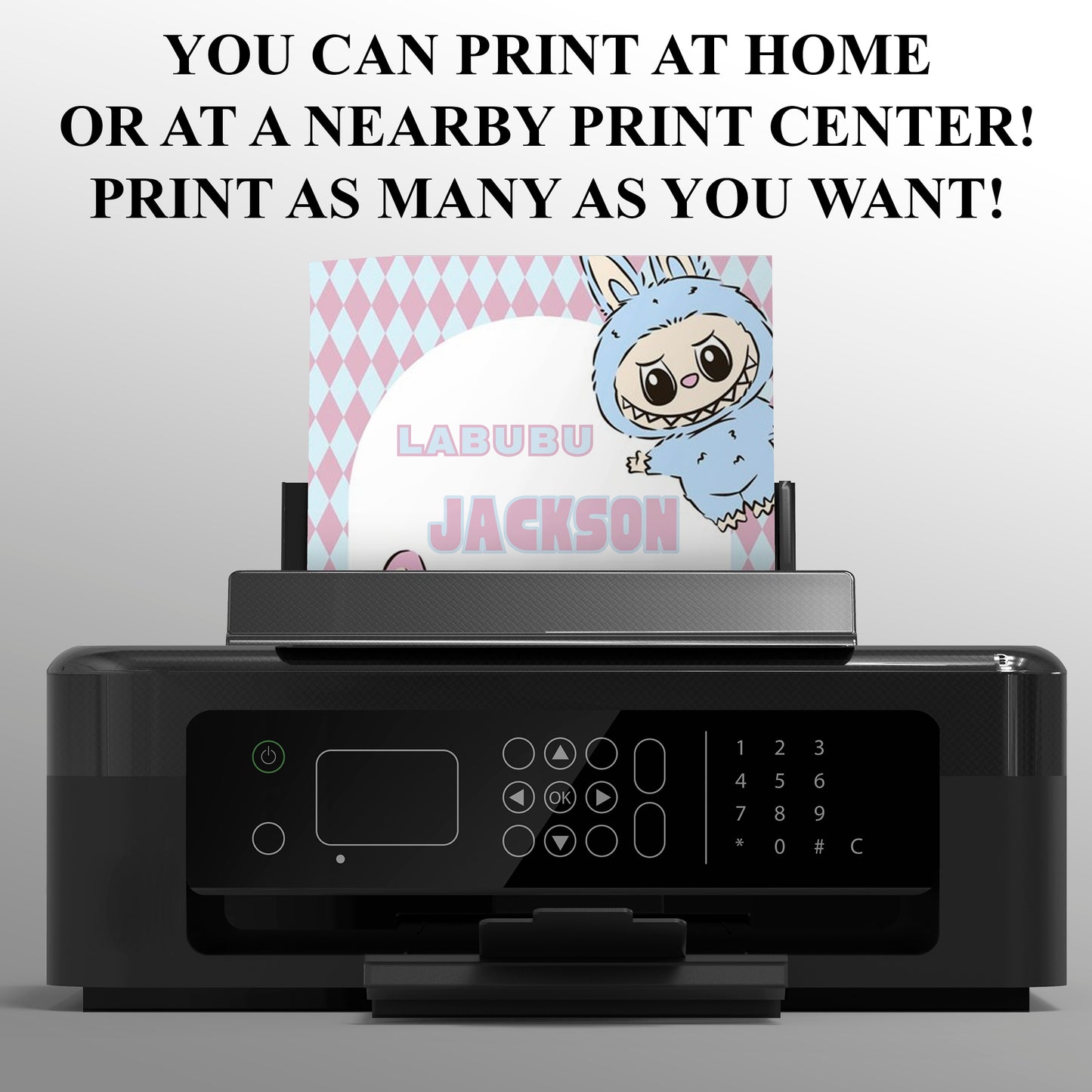 Labubu Printable Birthday Card - CreativeRino