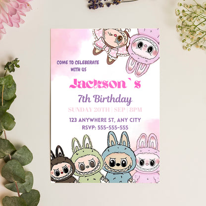 Custom Labubu Birthday Invitation - CreativeRino