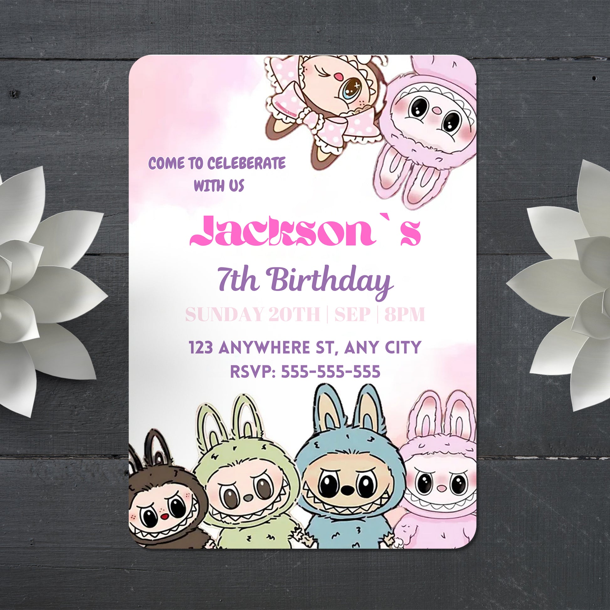 Custom Labubu Birthday Invitation - CreativeRino