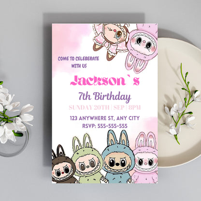 Custom Labubu Birthday Invitation - CreativeRino