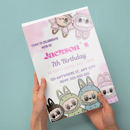 Custom Labubu Birthday Invitation - CreativeRino