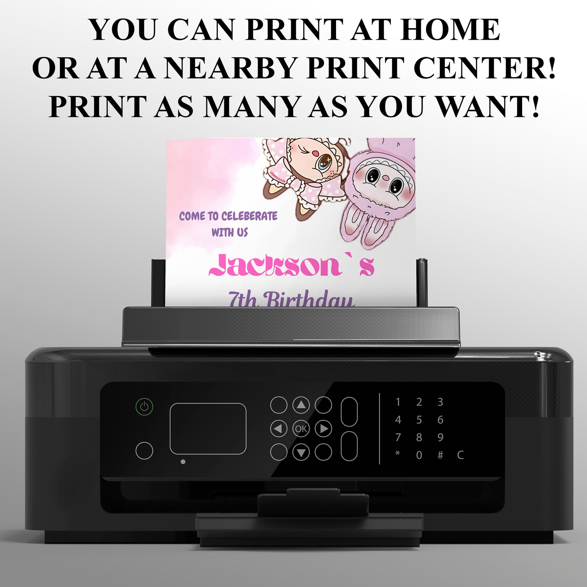 Custom Labubu Birthday Invitation - CreativeRino