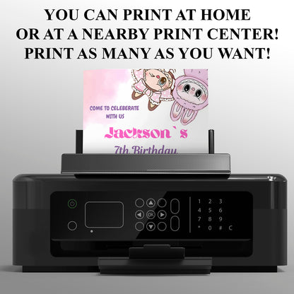 Custom Labubu Birthday Invitation - CreativeRino