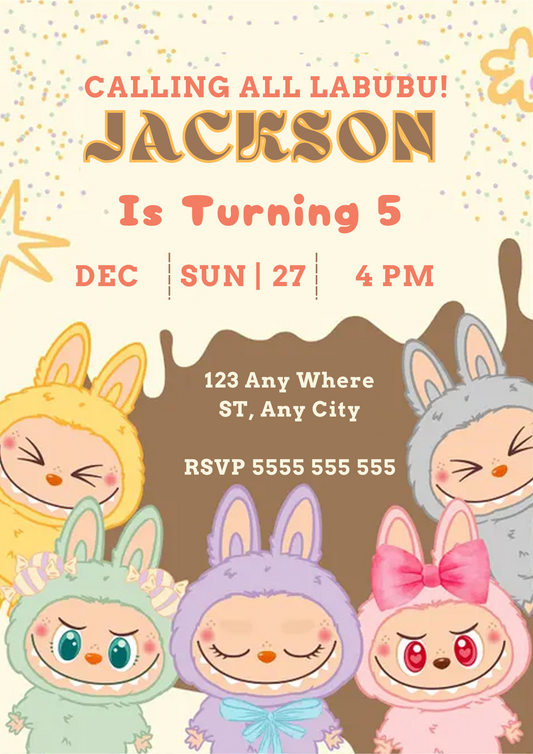 DIY Labubu Birthday Invite Template - CreativeRino