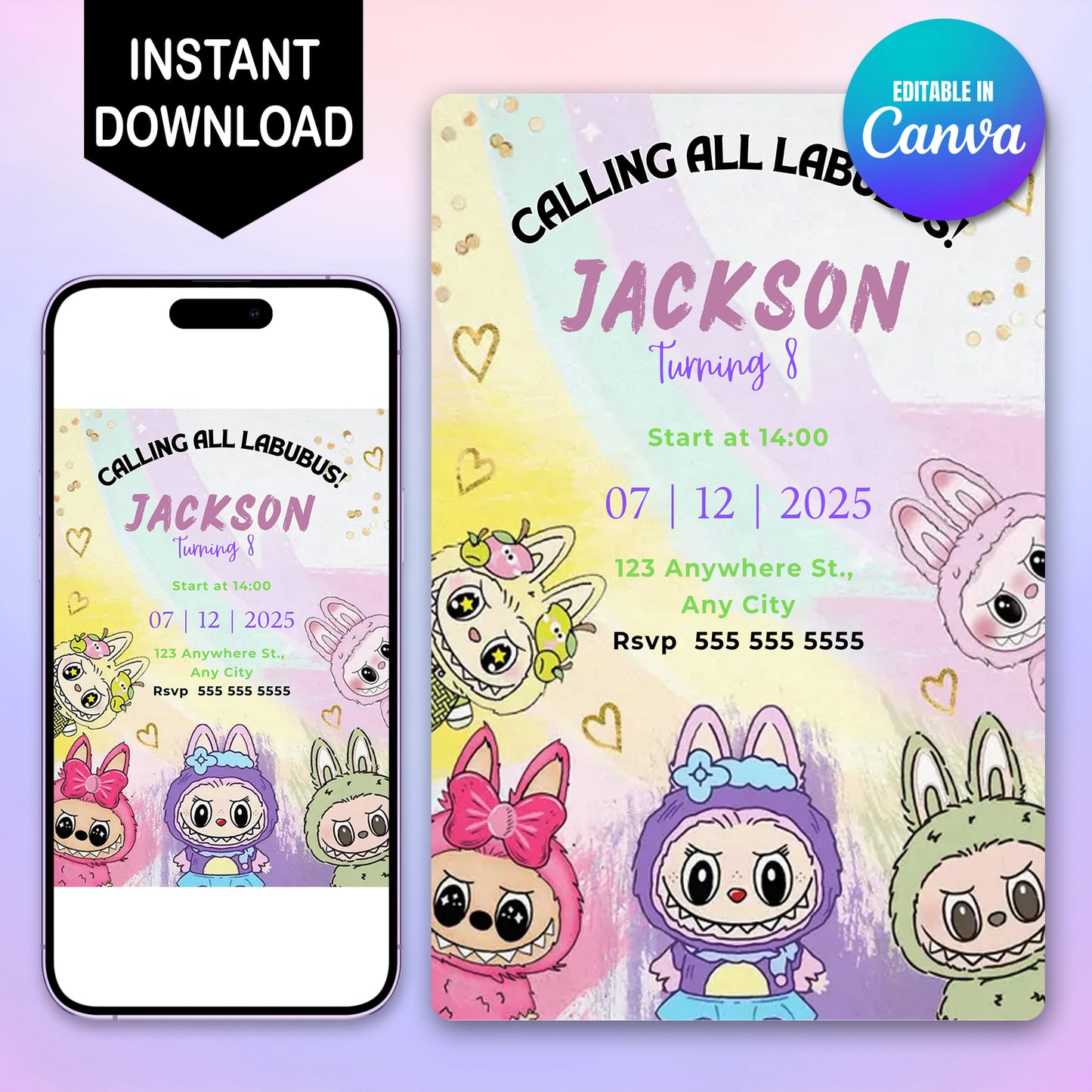 Labubu Invitation for Girl or Boy - CreativeRino