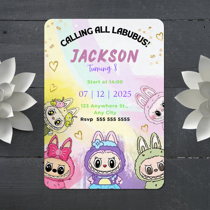 Labubu Invitation for Girl or Boy - CreativeRino