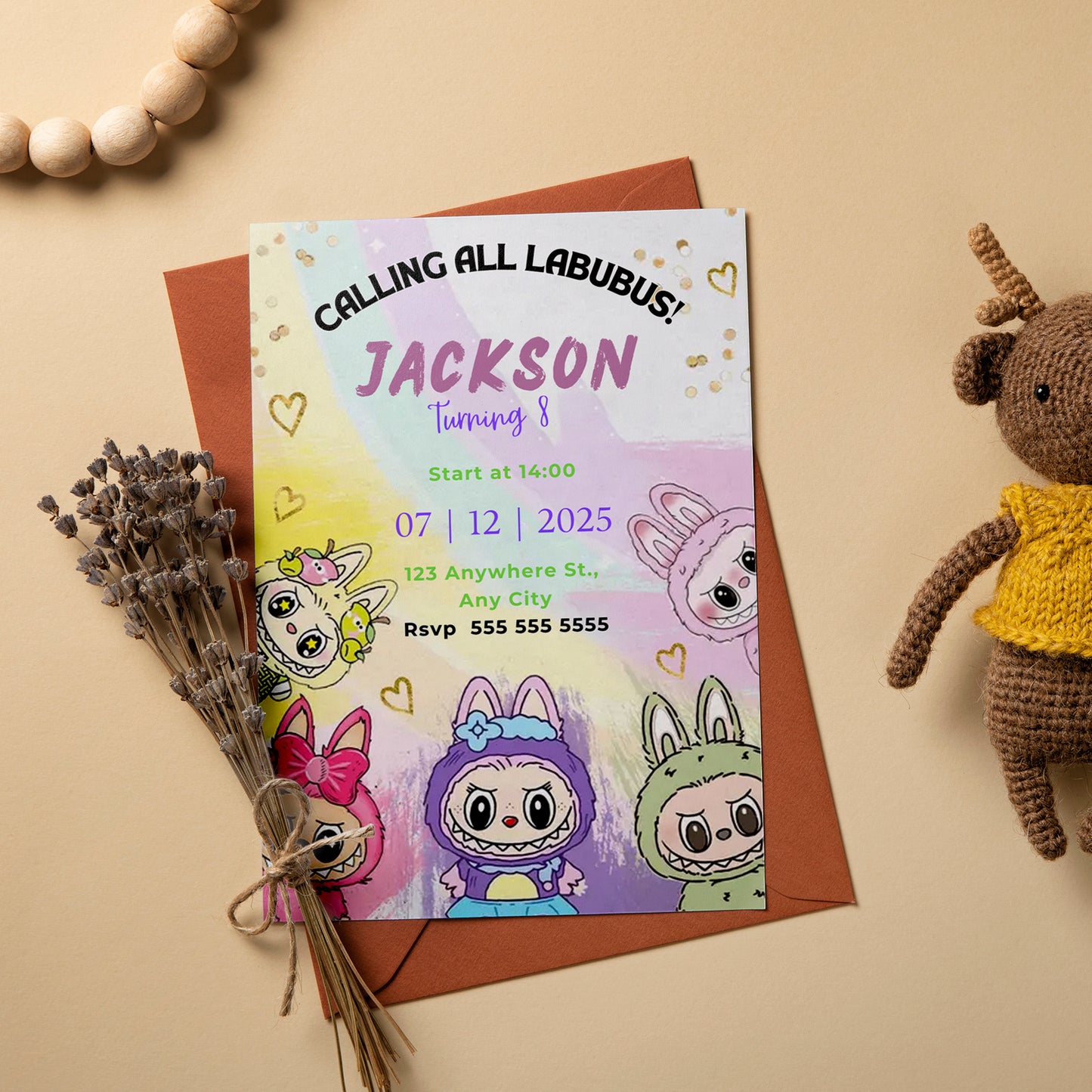 Labubu Invitation for Girl or Boy - CreativeRino
