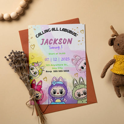 Labubu Invitation for Girl or Boy - CreativeRino