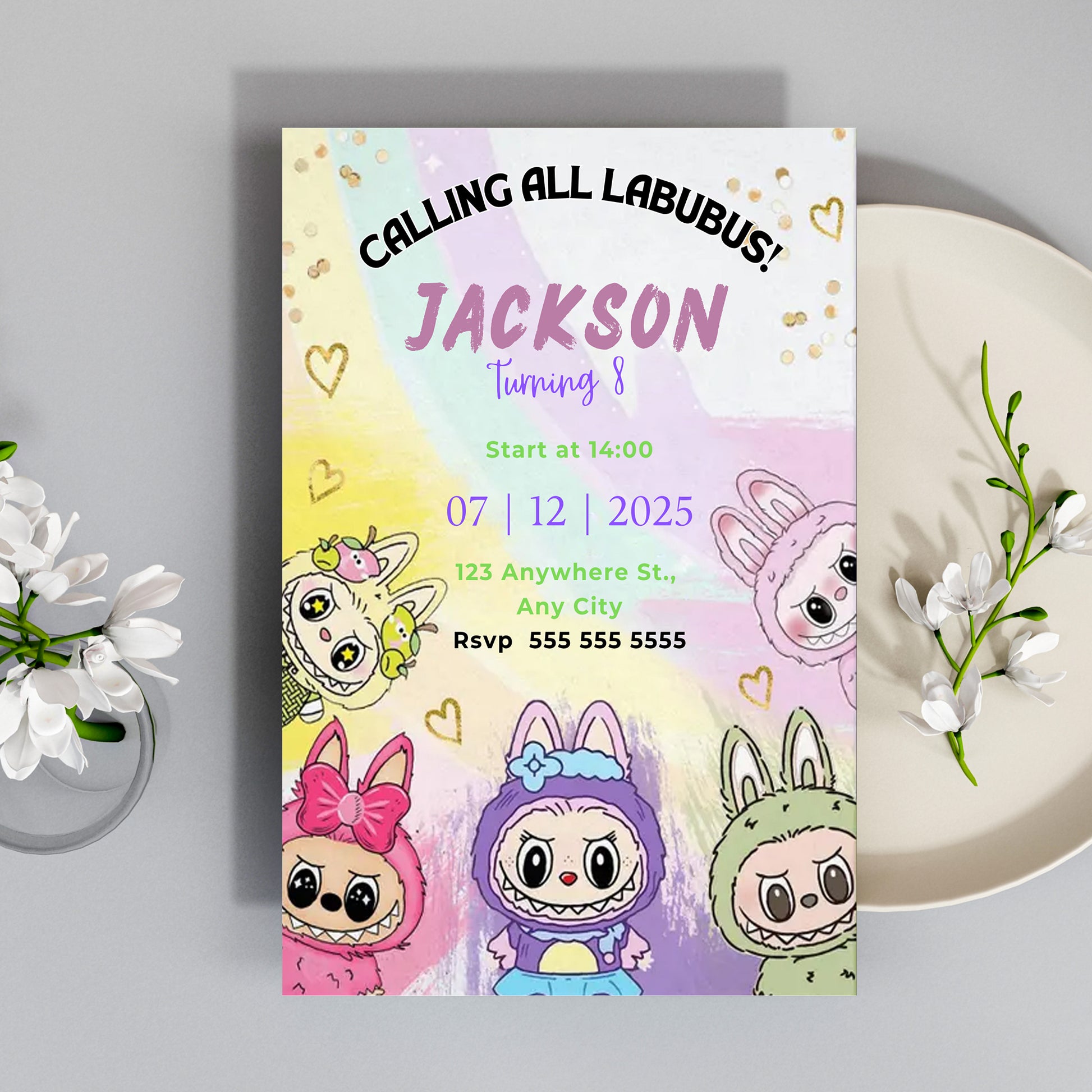Labubu Invitation for Girl or Boy - CreativeRino
