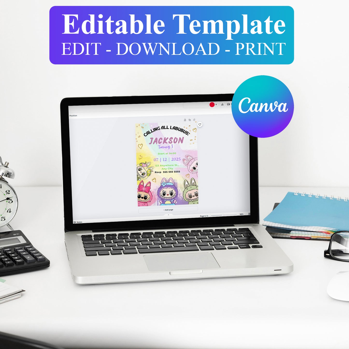 Labubu Invitation for Girl or Boy - CreativeRino