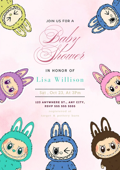 Labubu Baby Shower Invitation - CreativeRino