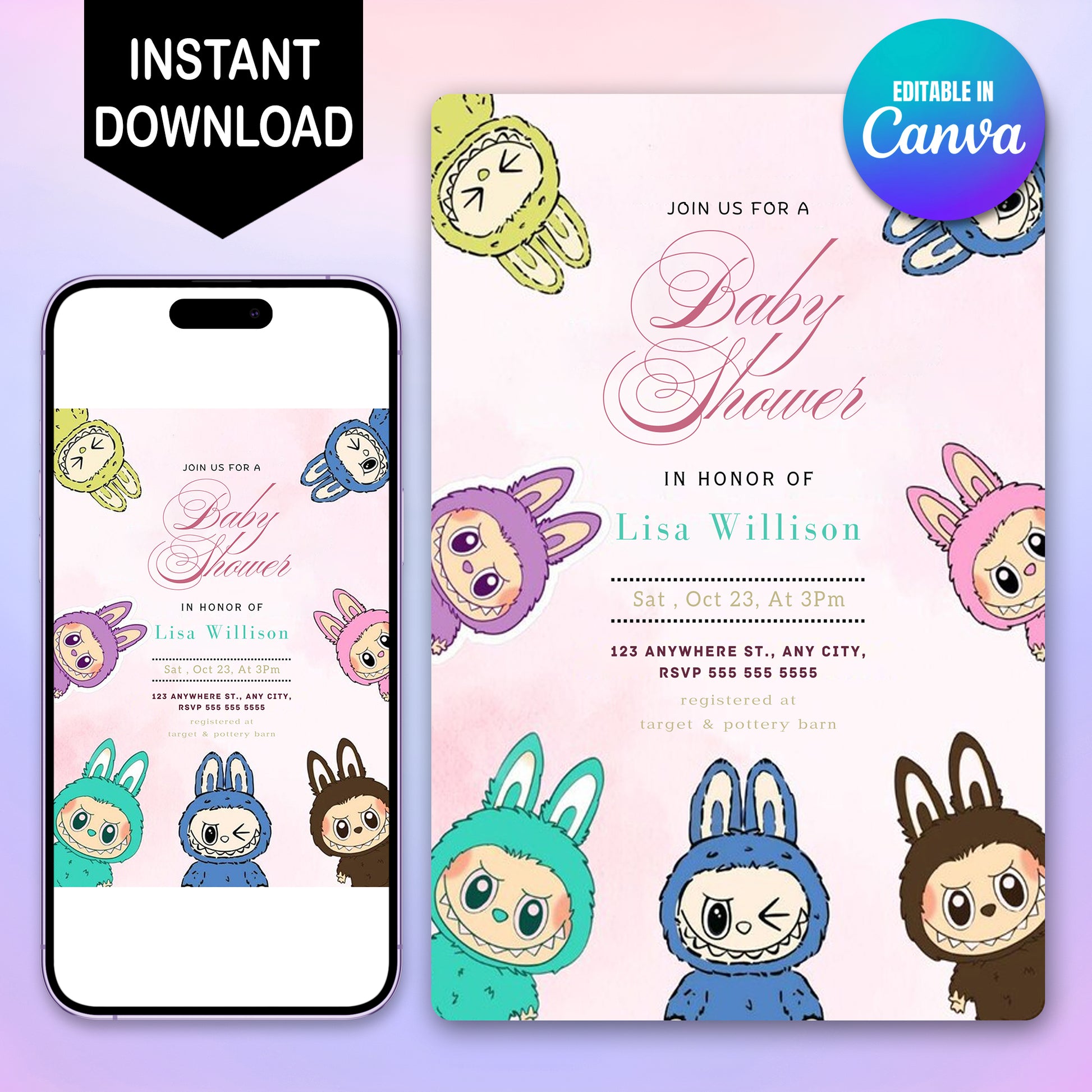 Labubu Baby Shower Invitation - CreativeRino