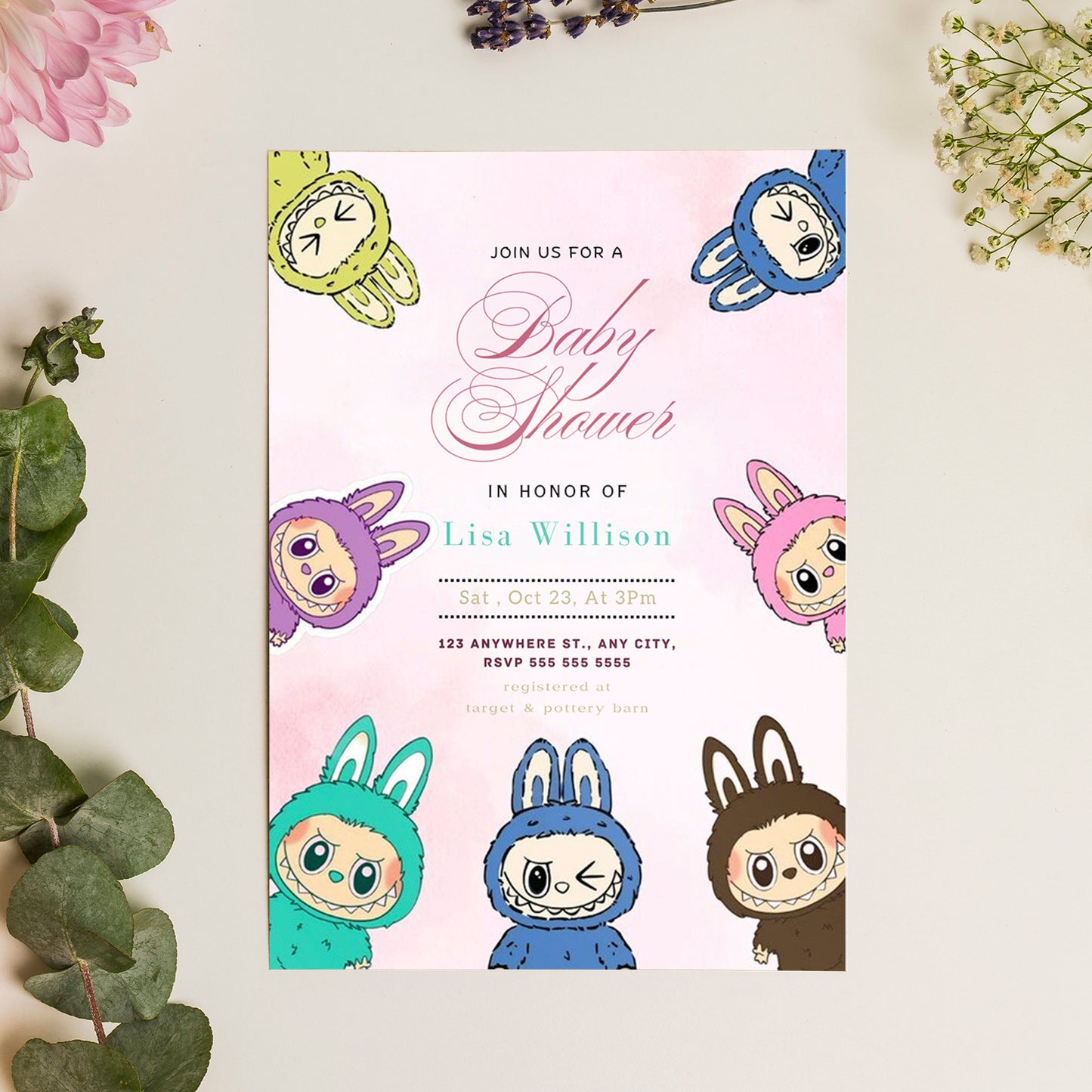 Labubu Baby Shower Invitation - CreativeRino