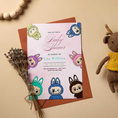 Labubu Baby Shower Invitation - CreativeRino
