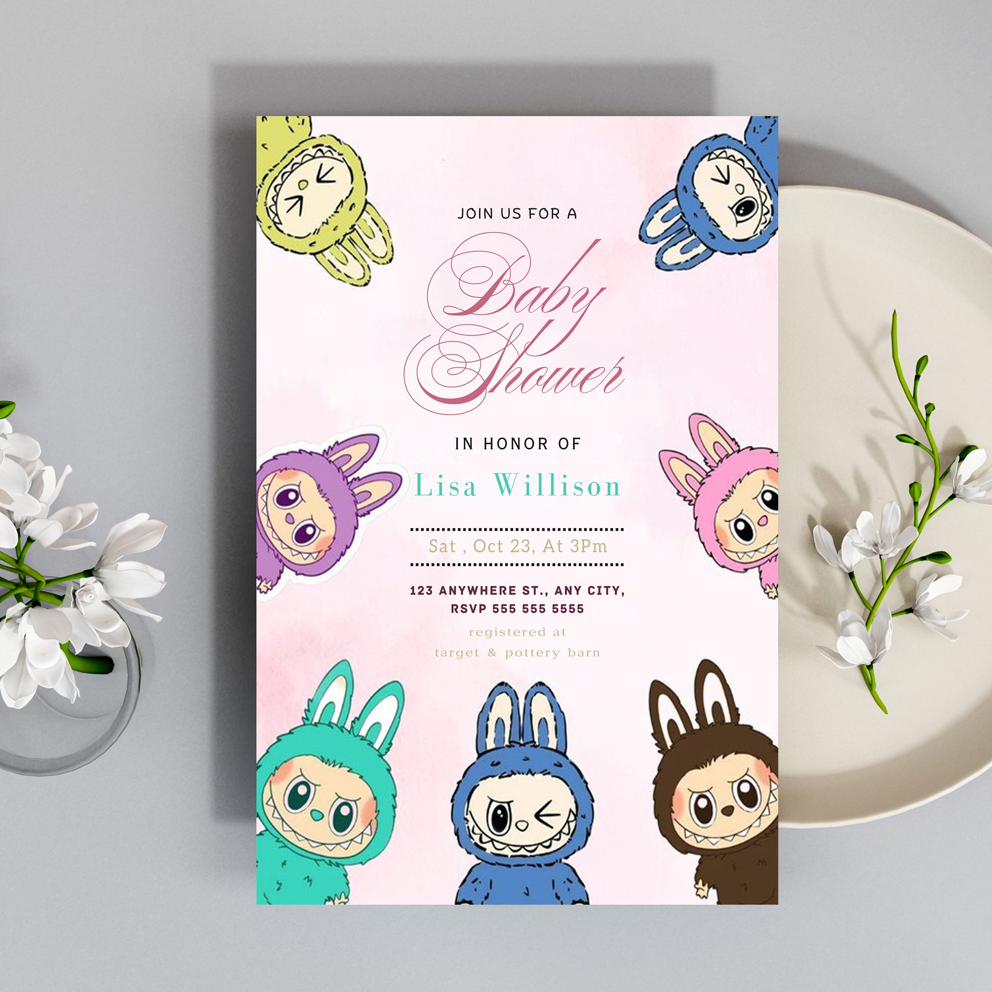 Labubu Baby Shower Invitation - CreativeRino