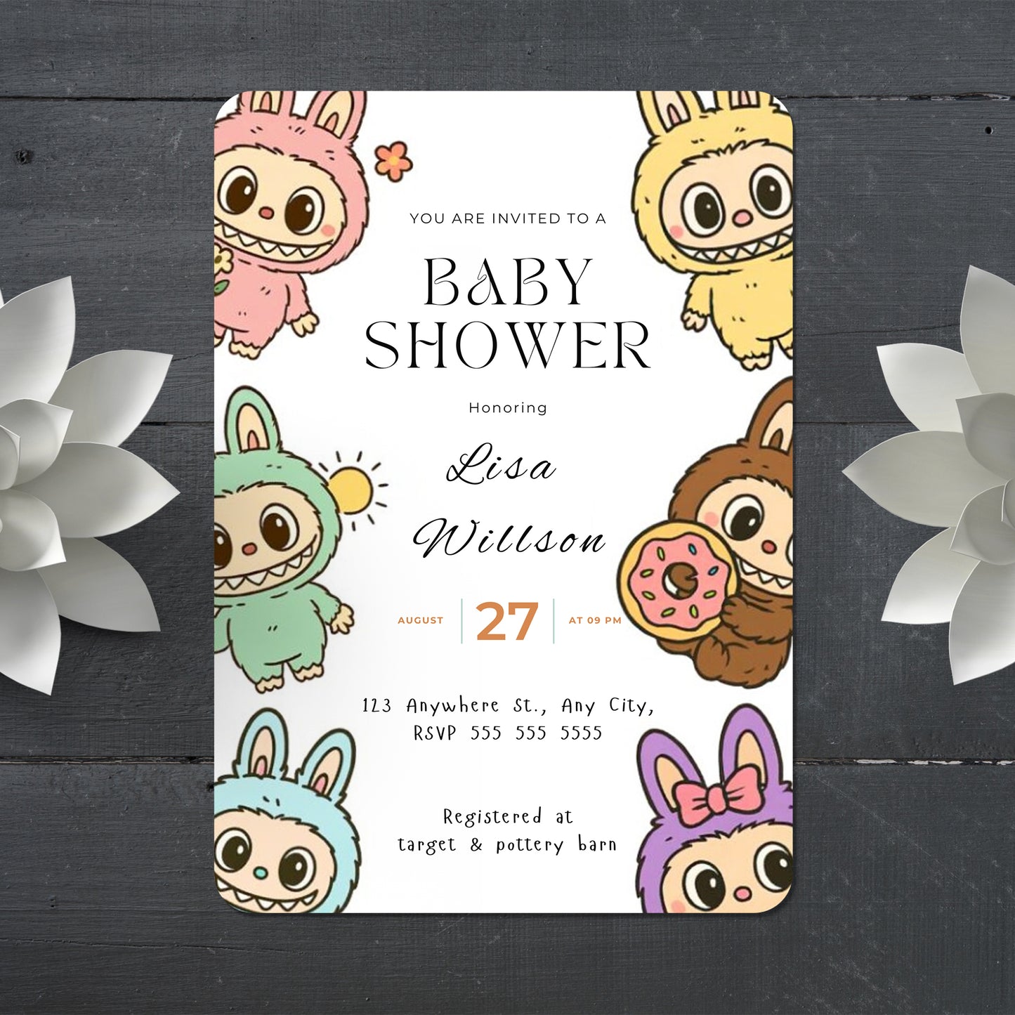 Labubu Baby Shower Invite Template - CreativeRino