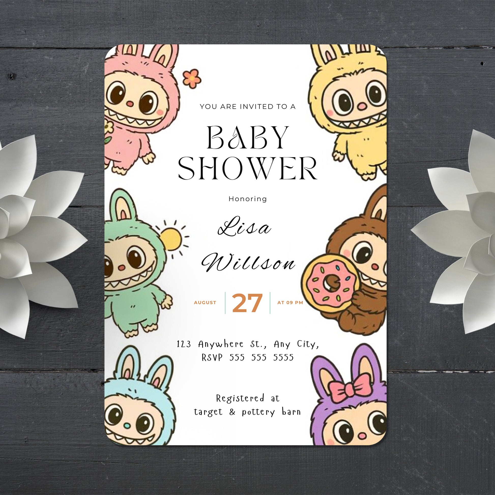 Labubu Baby Shower Invite Template - CreativeRino