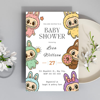 Labubu Baby Shower Invite Template - CreativeRino