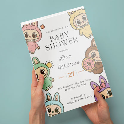 Labubu Baby Shower Invite Template - CreativeRino