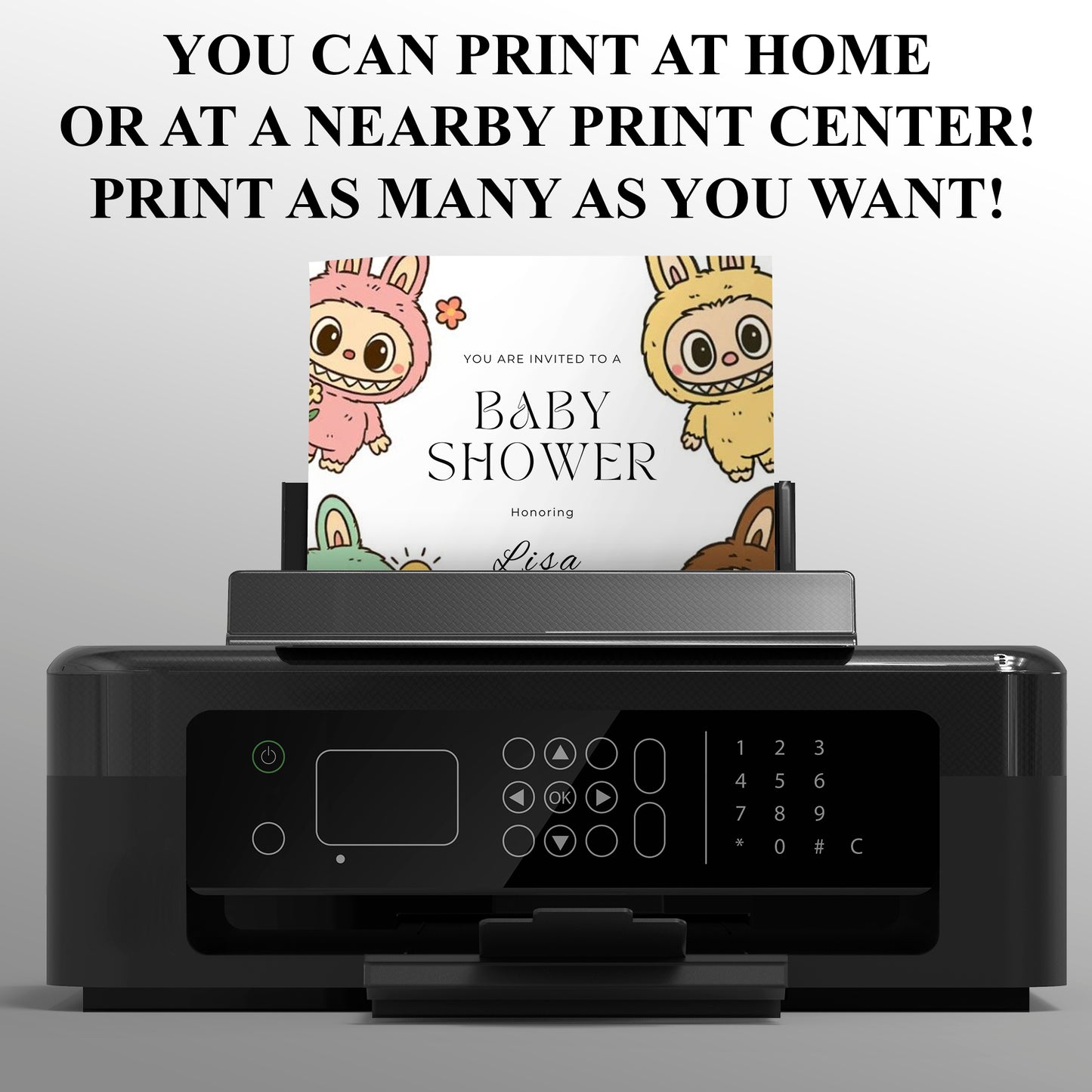 Labubu Baby Shower Invite Template - CreativeRino