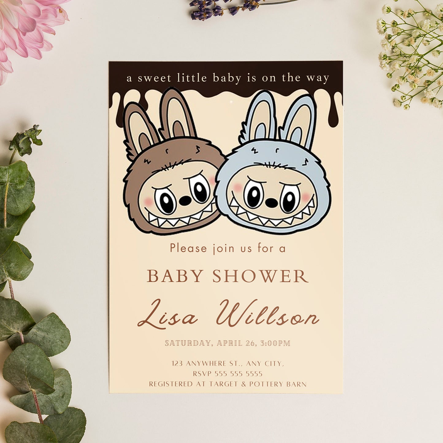 Cute Labubu Baby Shower Invite - CreativeRino