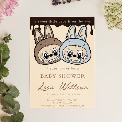 Cute Labubu Baby Shower Invite - CreativeRino