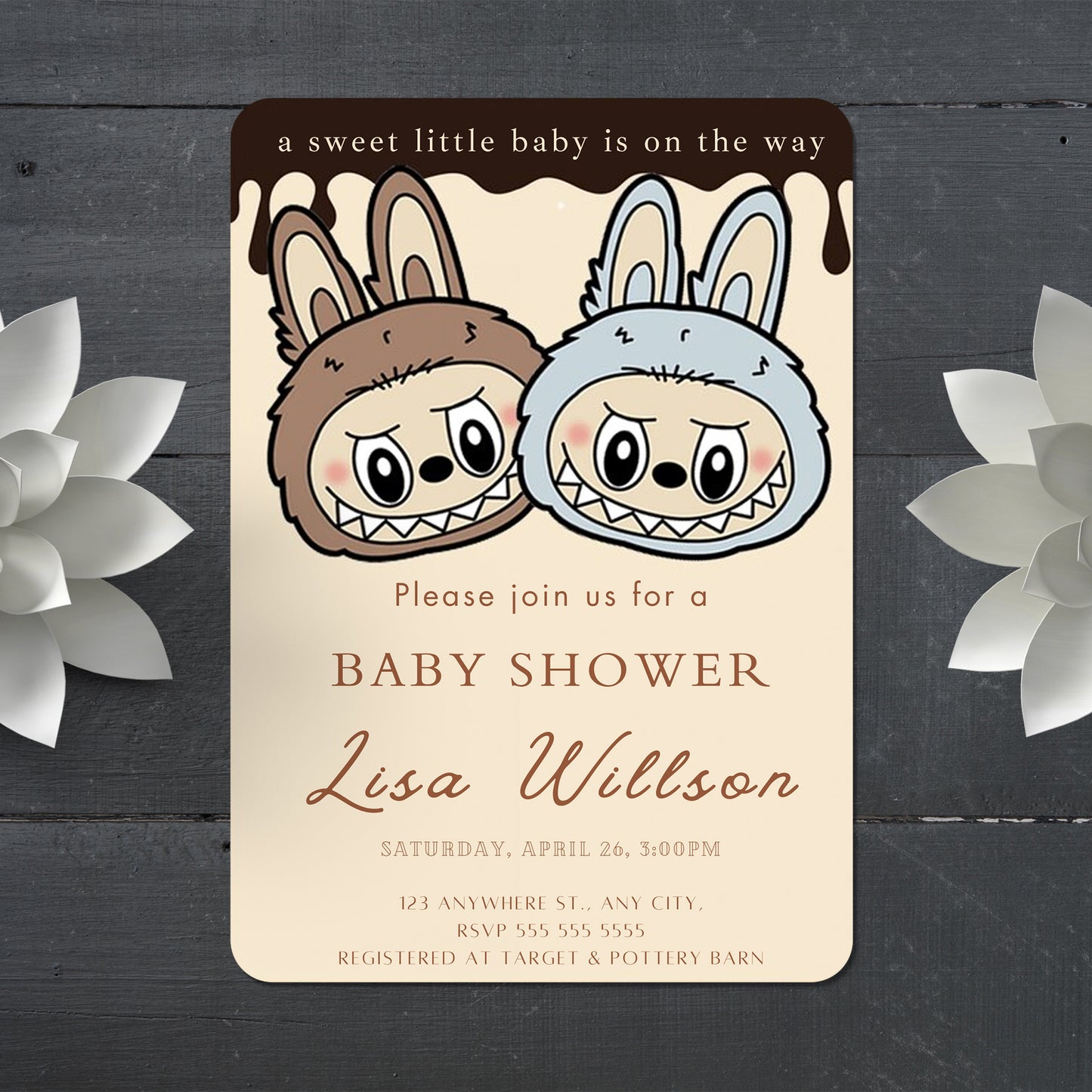 Cute Labubu Baby Shower Invite - CreativeRino