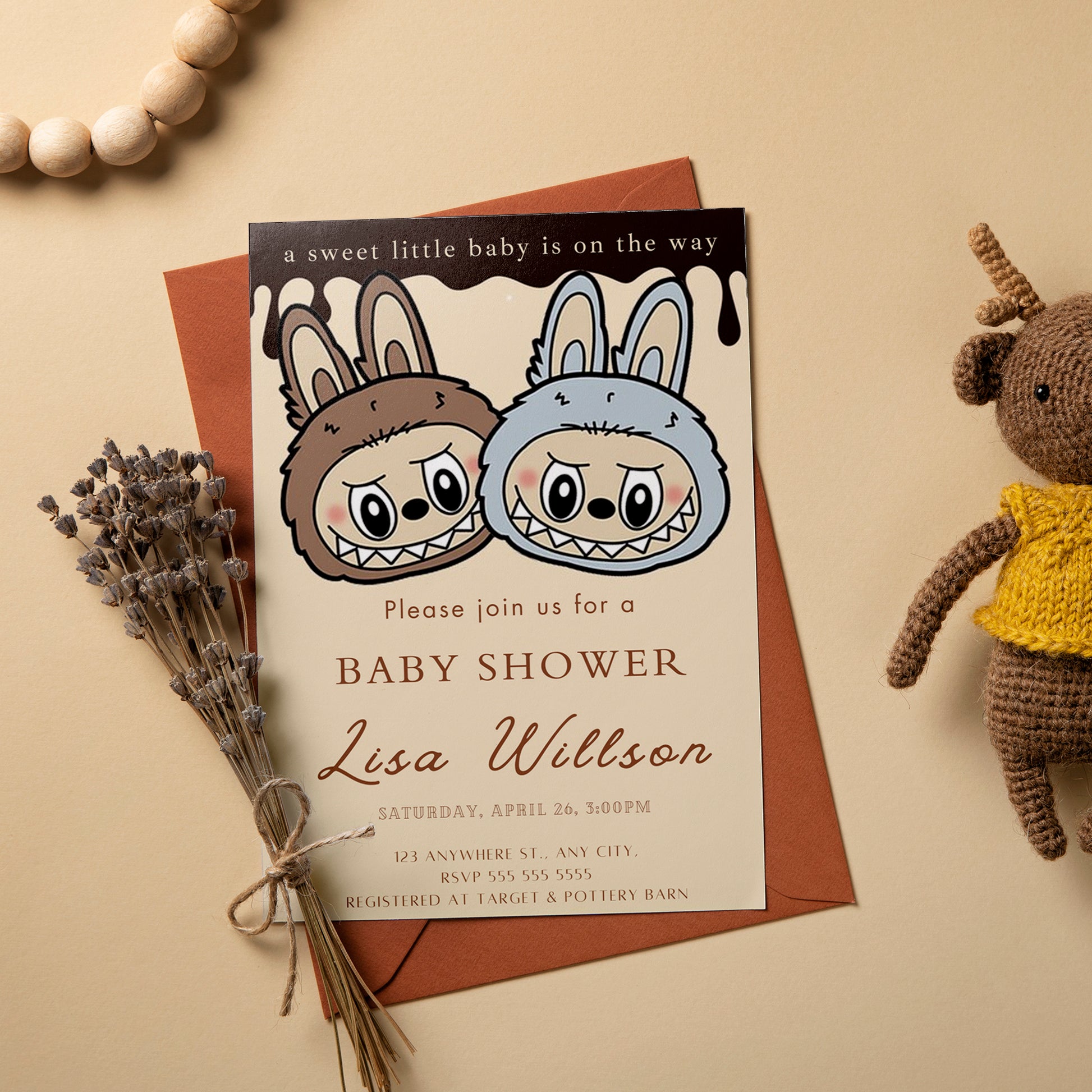 Cute Labubu Baby Shower Invite - CreativeRino
