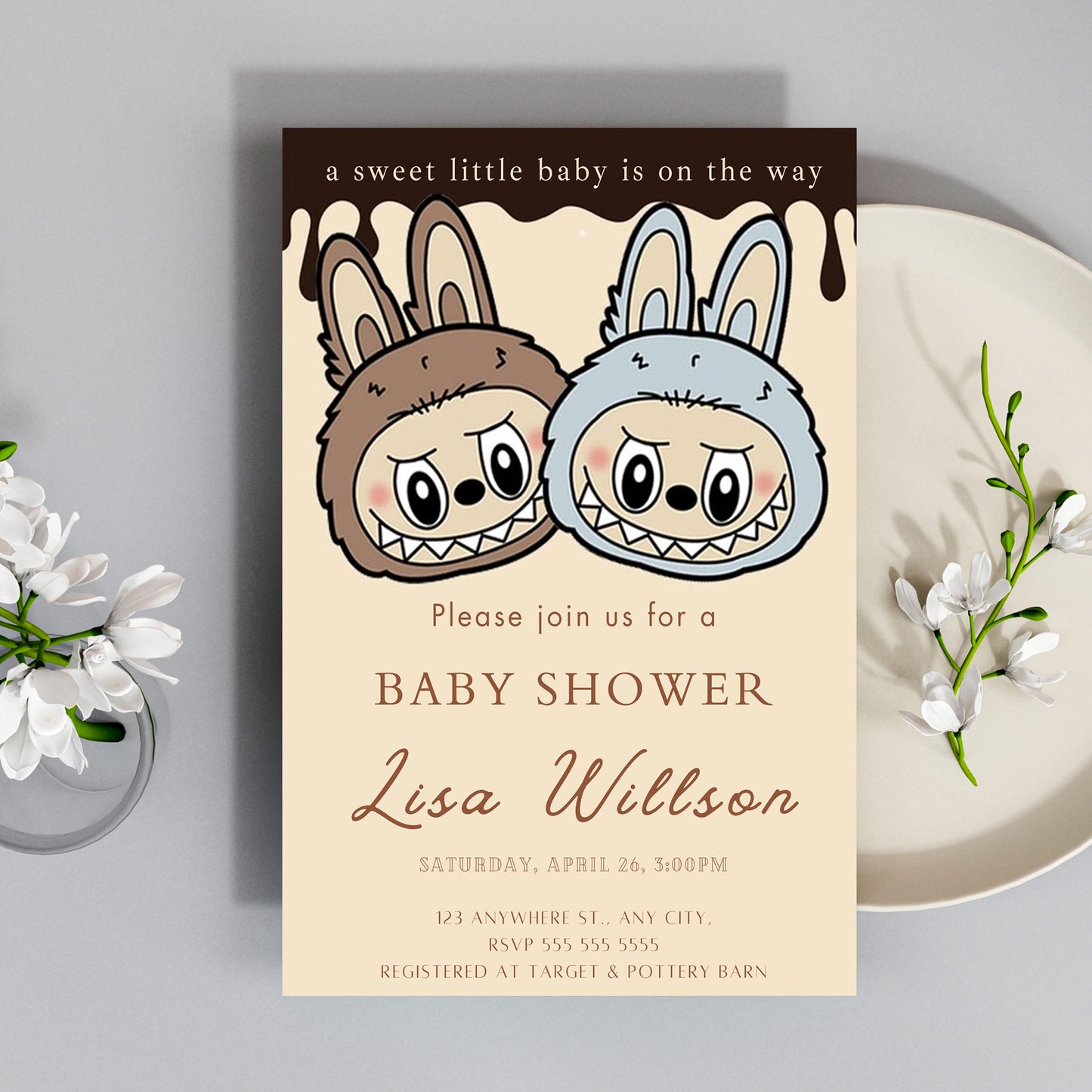 Cute Labubu Baby Shower Invite - CreativeRino