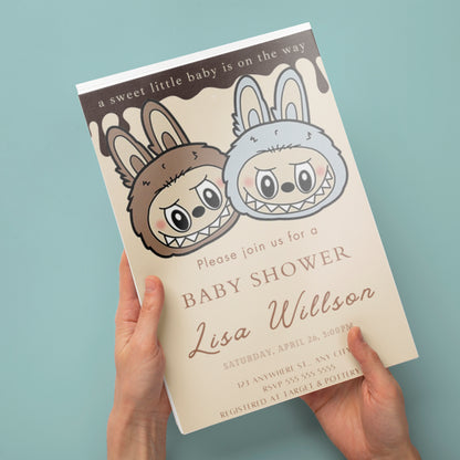 Cute Labubu Baby Shower Invite - CreativeRino