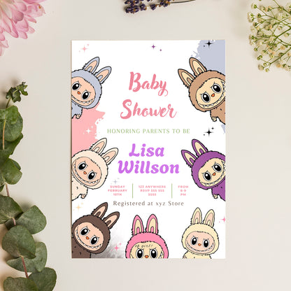 Labubu-Inspired Baby Shower Design - CreativeRino