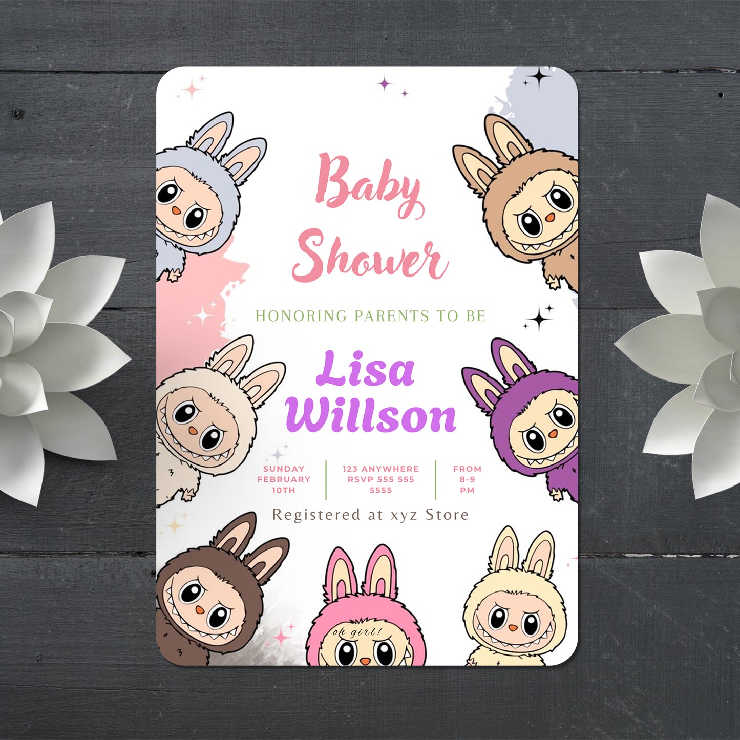 Labubu-Inspired Baby Shower Design - CreativeRino