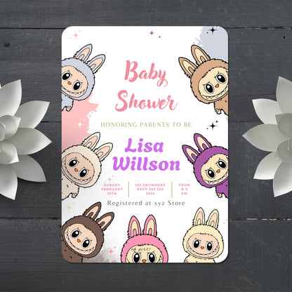 Labubu-Inspired Baby Shower Design - CreativeRino