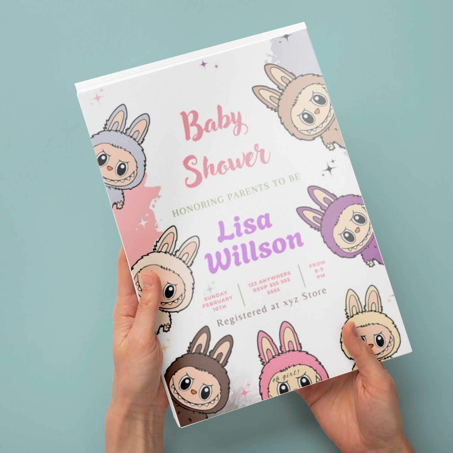 Labubu-Inspired Baby Shower Design - CreativeRino