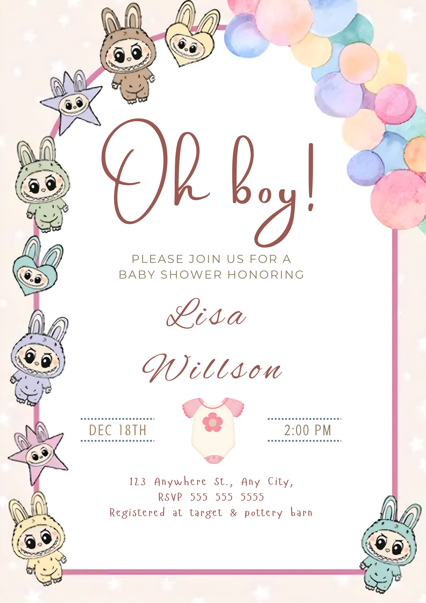 Labubu Theme Baby Shower Template - CreativeRino