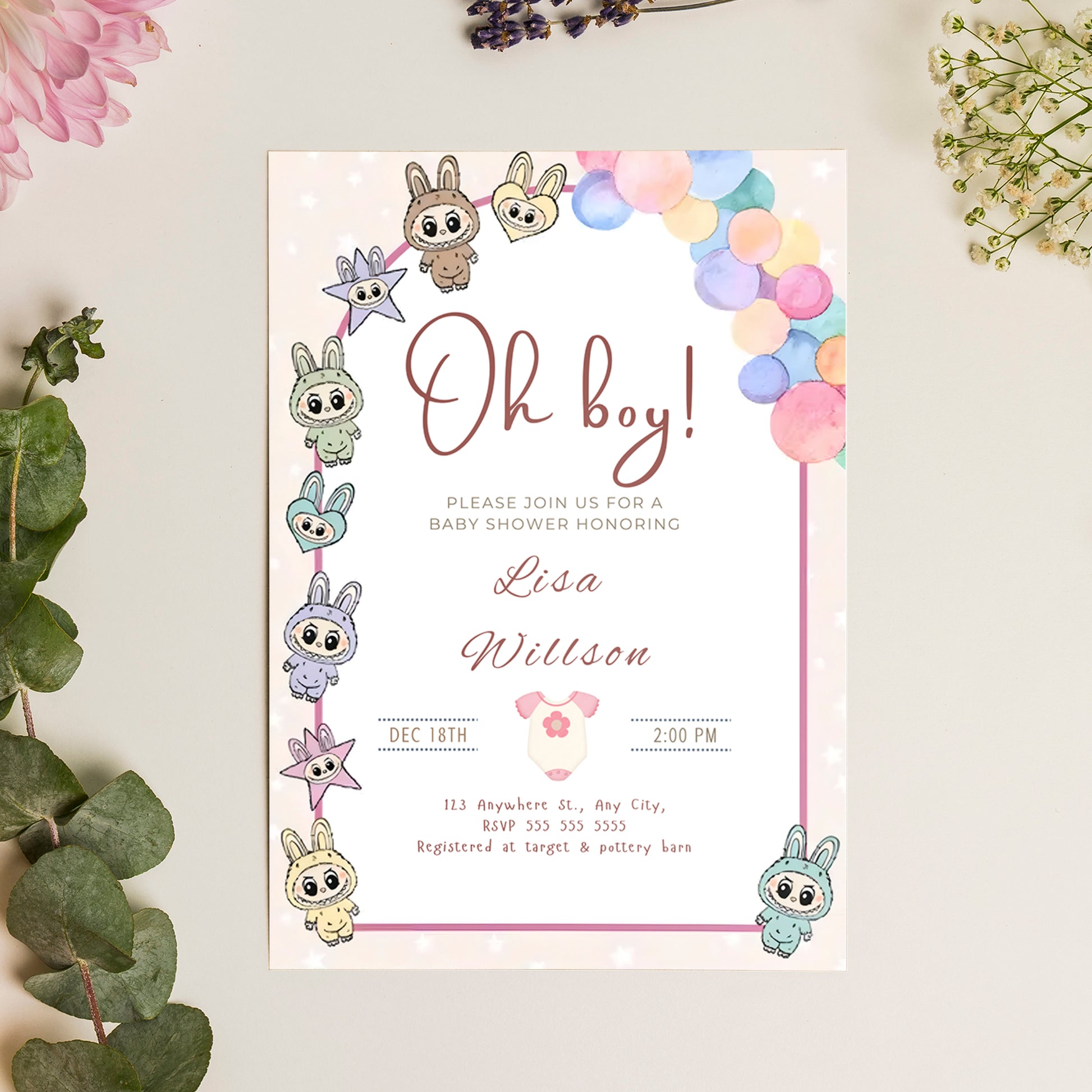 Labubu Theme Baby Shower Template - CreativeRino