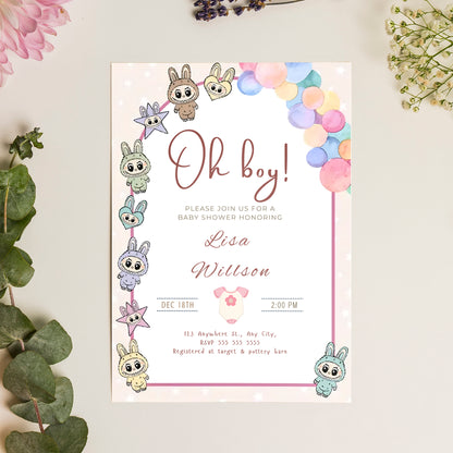 Labubu Theme Baby Shower Template - CreativeRino