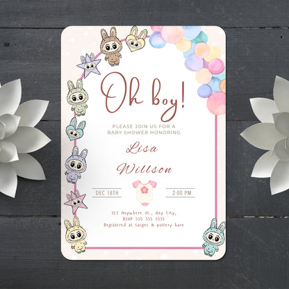 Labubu Theme Baby Shower Template - CreativeRino