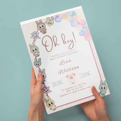 Labubu Theme Baby Shower Template - CreativeRino