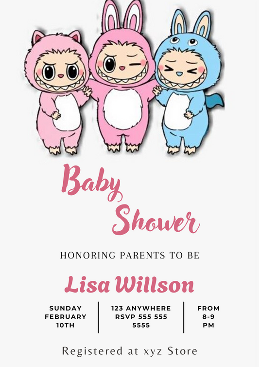 Digital Labubu Baby Shower Invite - CreativeRino
