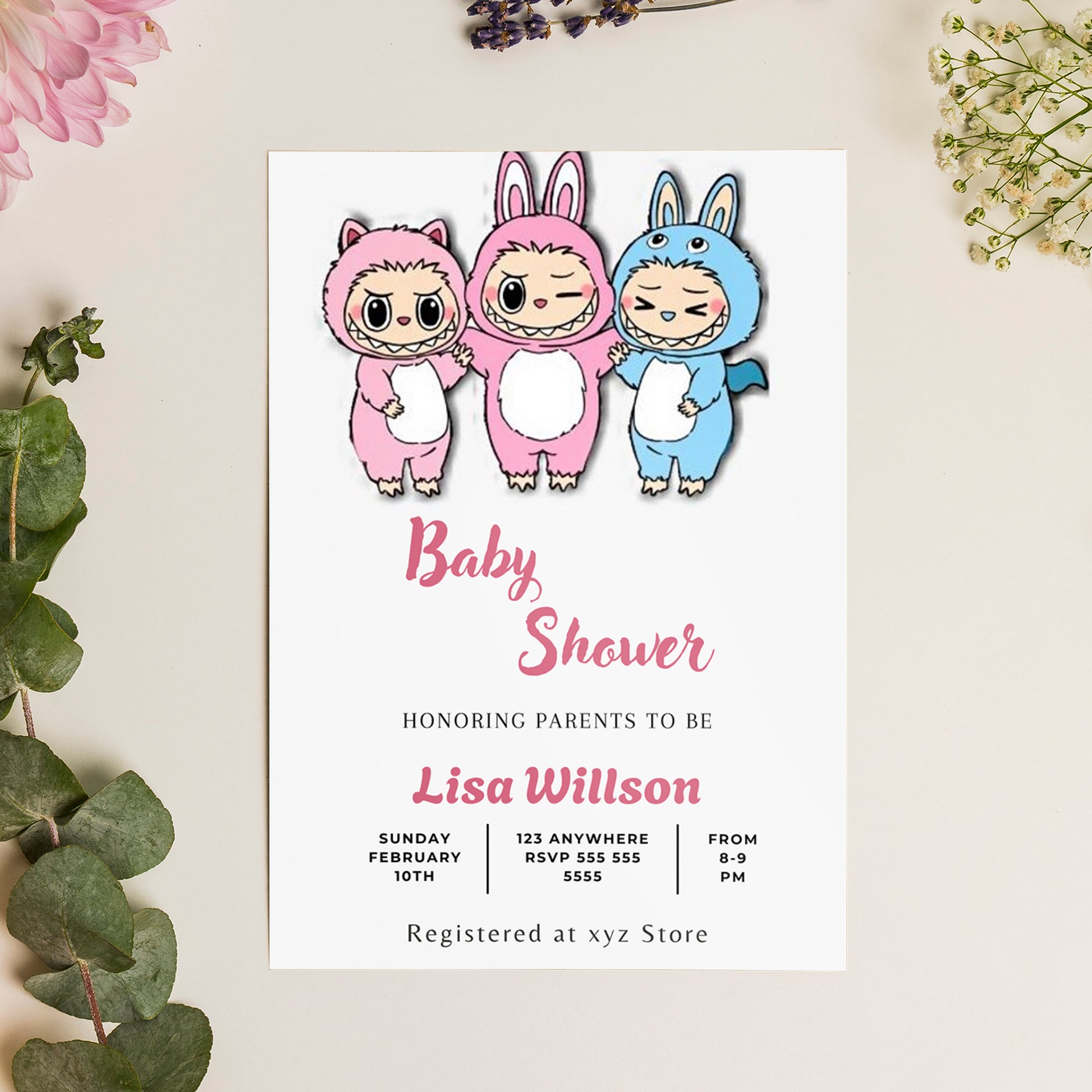 Digital Labubu Baby Shower Invite - CreativeRino