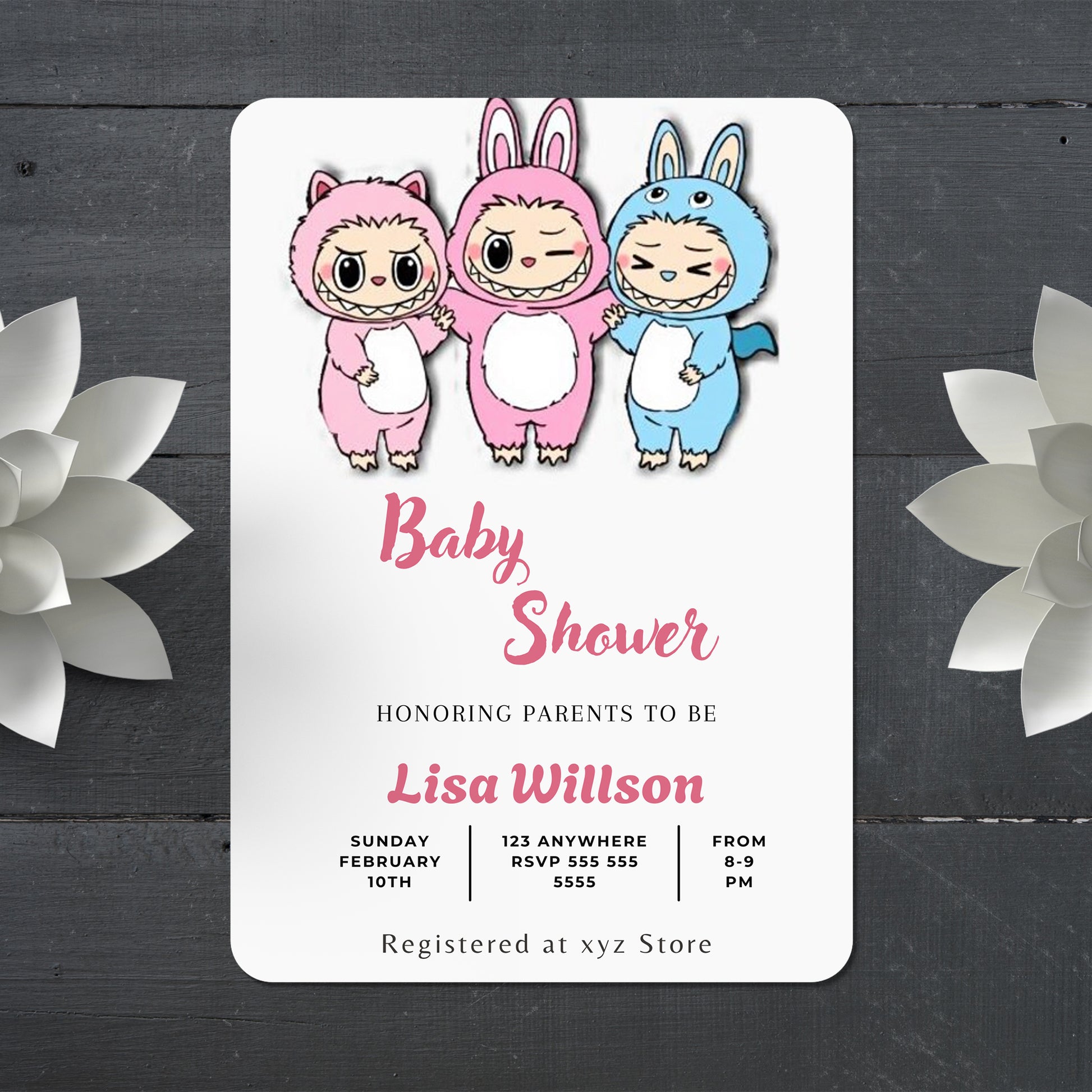 Digital Labubu Baby Shower Invite - CreativeRino