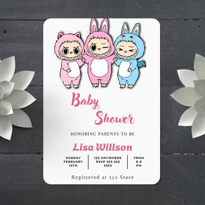 Digital Labubu Baby Shower Invite - CreativeRino