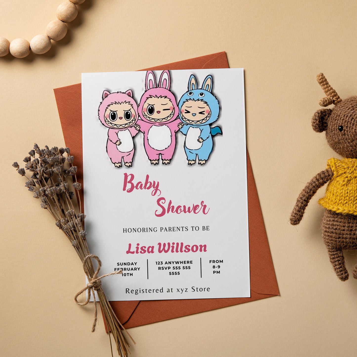 Digital Labubu Baby Shower Invite - CreativeRino