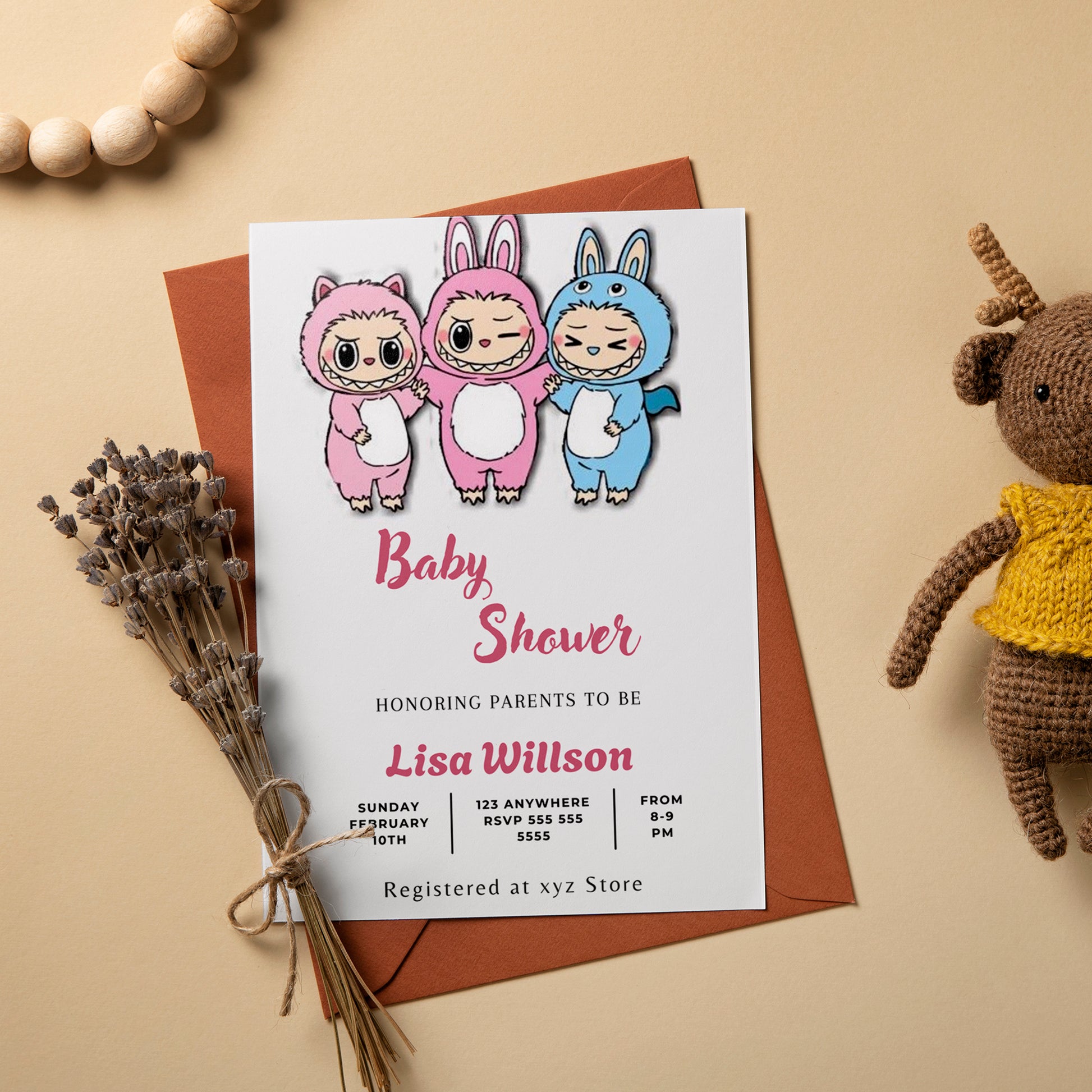 Digital Labubu Baby Shower Invite - CreativeRino