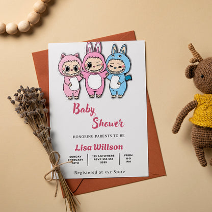 Digital Labubu Baby Shower Invite - CreativeRino