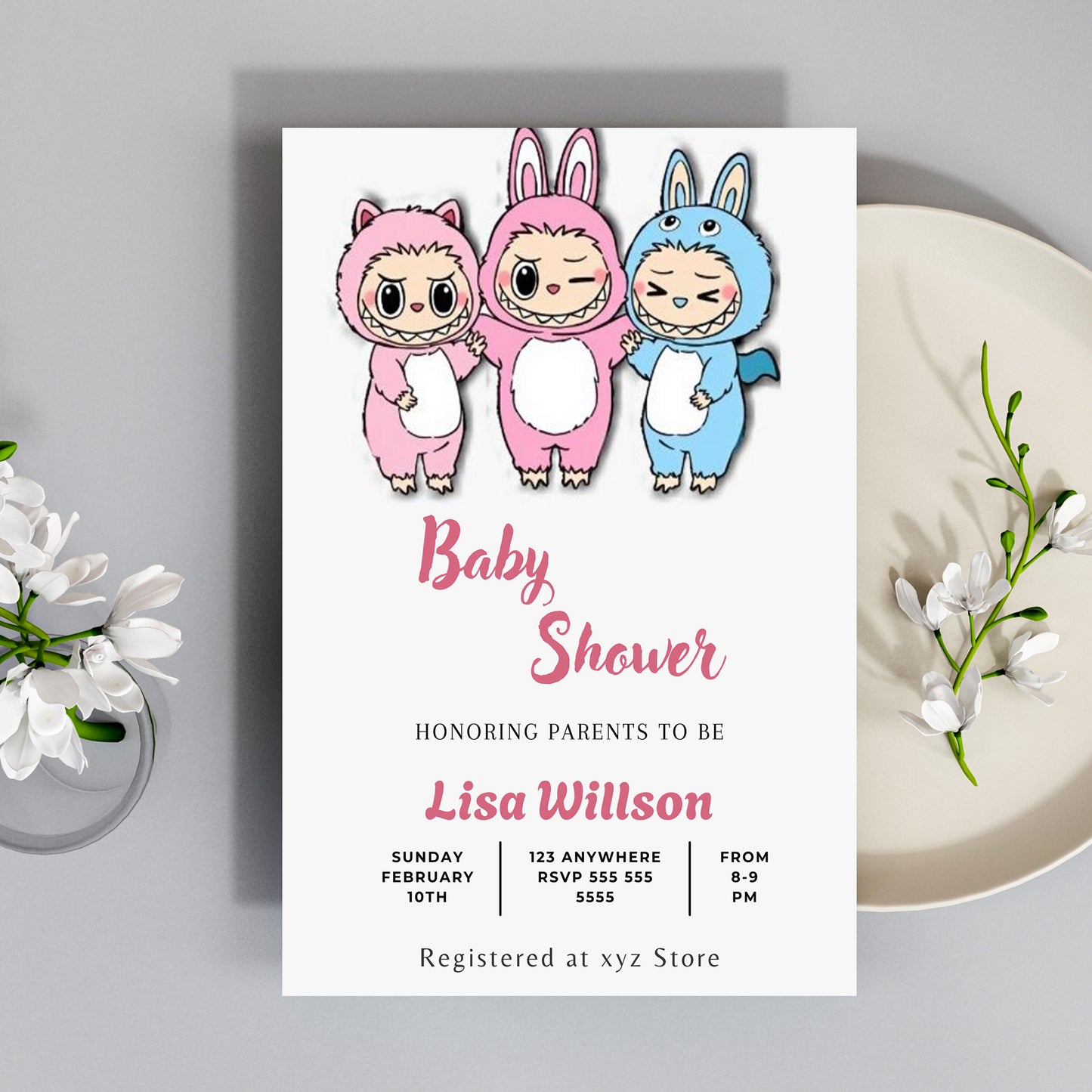 Digital Labubu Baby Shower Invite - CreativeRino