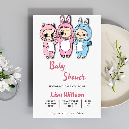 Digital Labubu Baby Shower Invite - CreativeRino